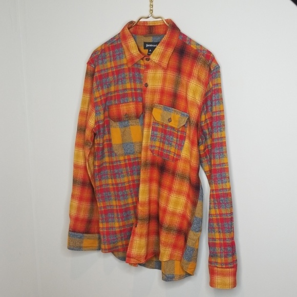 Betabrand Other - Betabrand Orange Yellow Plaid Flannel Oxford